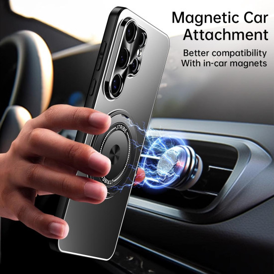 For Samsung Galaxy S24+ 5G Rotating Holder Frosted Metal Phone Case(Titanium)