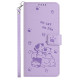 For Samsung Galaxy S25+ / S24+ 5G Embossed Kitten Phone Leather Case with Lanyard(Purple)