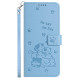 For Samsung Galaxy S25+ / S24+ 5G Embossed Kitten Phone Leather Case with Lanyard(Blue)