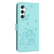 For Samsung Galaxy S25+ / S24+ 5G Embossed Kitten Phone Leather Case with Lanyard(Mint Green)
