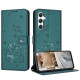For Samsung Galaxy S25+ / S24+ 5G Embossed Kitten Phone Leather Case with Lanyard(Dark Green)