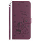 For Samsung Galaxy S25+ / S24+ 5G Embossed Kitten Phone Leather Case with Lanyard(Wine Red)