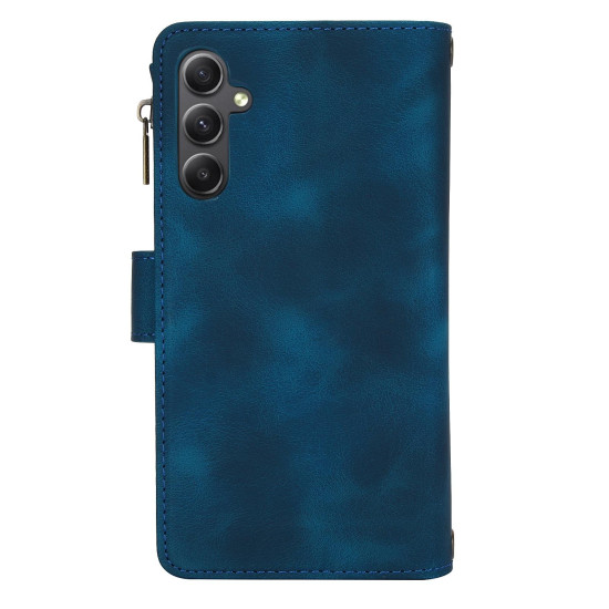 For Samsung Galaxy S24+ 5G Dream 9-Card Zipper Wallet RFID Leather Phone Case with Lanyard(Blue)