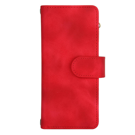 For Samsung Galaxy S24+ 5G Dream 9-Card Zipper Wallet RFID Leather Phone Case with Lanyard(Red)
