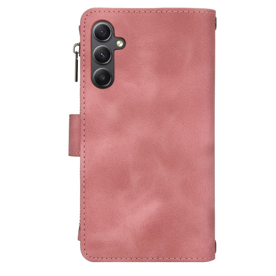 For Samsung Galaxy S24+ 5G Dream 9-Card Zipper Wallet RFID Leather Phone Case with Lanyard(Rose Gold)