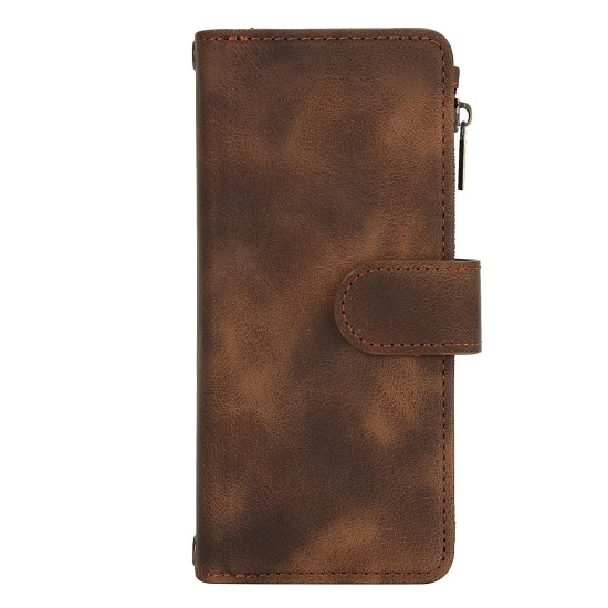 For Samsung Galaxy S24+ 5G Dream 9-Card Zipper Wallet RFID Leather Phone Case with Lanyard(Brown)