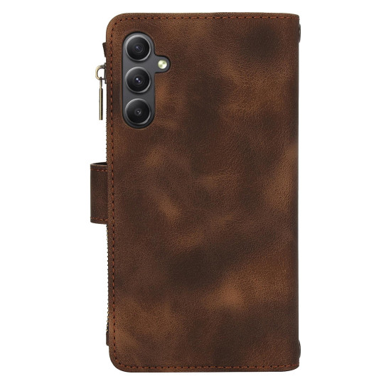For Samsung Galaxy S24+ 5G Dream 9-Card Zipper Wallet RFID Leather Phone Case with Lanyard(Brown)