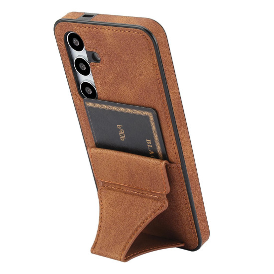 For Samsung Galaxy S24+ 5G Ultra-thin Shockproof Phone Protective Case with Holder(Brown)