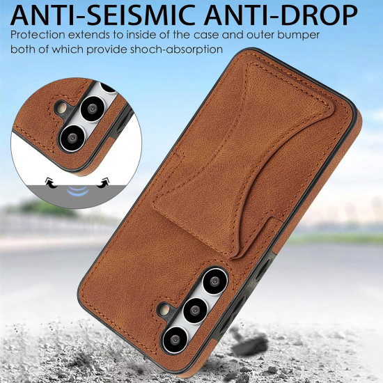 For Samsung Galaxy S24+ 5G Ultra-thin Shockproof Phone Protective Case with Holder(Brown)