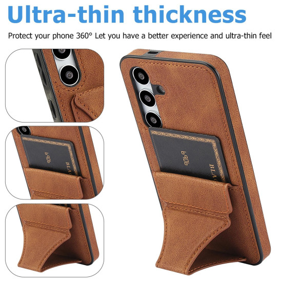 For Samsung Galaxy S24+ 5G Ultra-thin Shockproof Phone Protective Case with Holder(Brown)