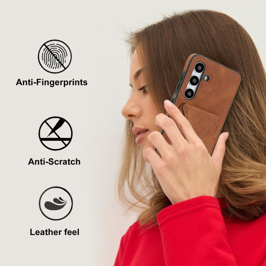 For Samsung Galaxy S24+ 5G Ultra-thin Shockproof Phone Protective Case with Holder(Brown)