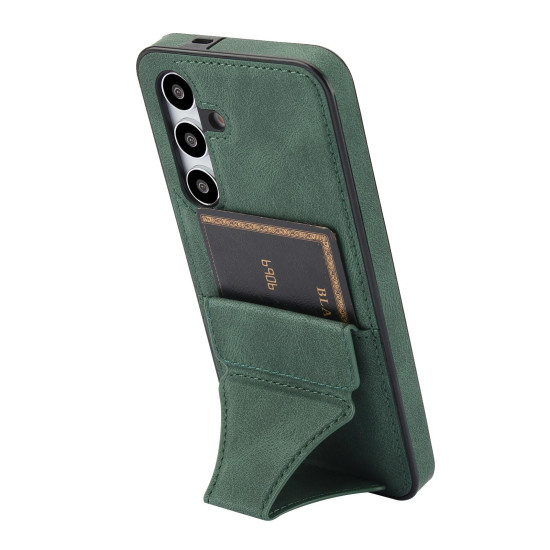For Samsung Galaxy S24+ 5G Ultra-thin Shockproof Phone Protective Case with Holder(Green)