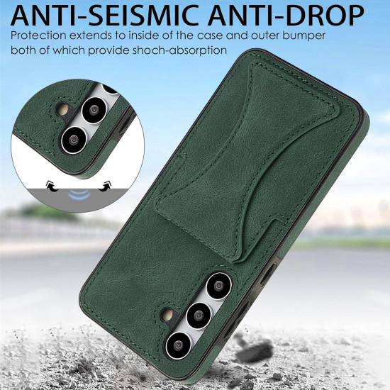 For Samsung Galaxy S24+ 5G Ultra-thin Shockproof Phone Protective Case with Holder(Green)