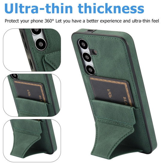 For Samsung Galaxy S24+ 5G Ultra-thin Shockproof Phone Protective Case with Holder(Green)