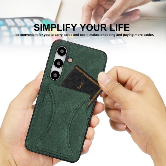 For Samsung Galaxy S24+ 5G Ultra-thin Shockproof Phone Protective Case with Holder(Green)