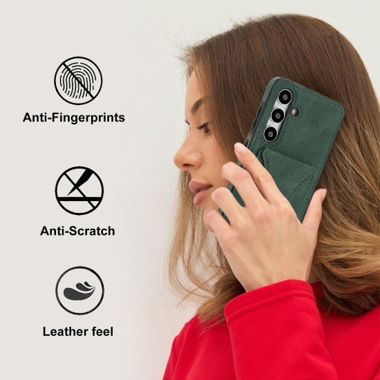 For Samsung Galaxy S24+ 5G Ultra-thin Shockproof Phone Protective Case with Holder(Green)
