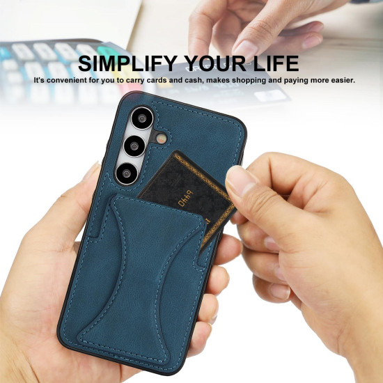 For Samsung Galaxy S24+ 5G Ultra-thin Shockproof Phone Protective Case with Holder(Blue)