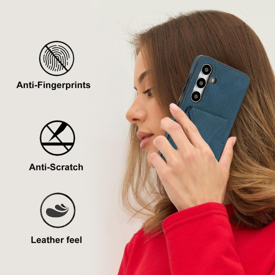 For Samsung Galaxy S24+ 5G Ultra-thin Shockproof Phone Protective Case with Holder(Blue)