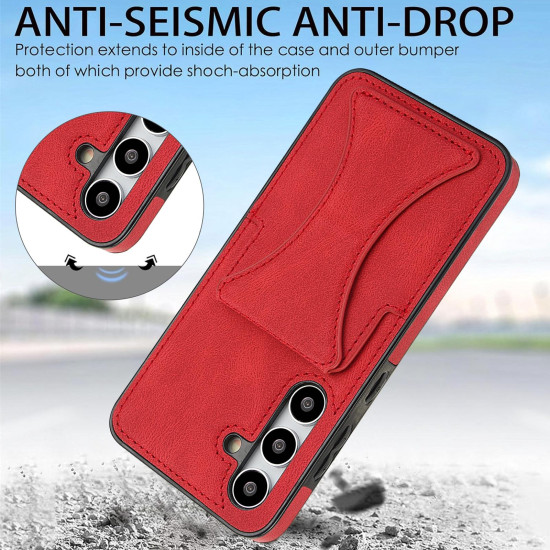 For Samsung Galaxy S24+ 5G Ultra-thin Shockproof Phone Protective Case with Holder(Red)