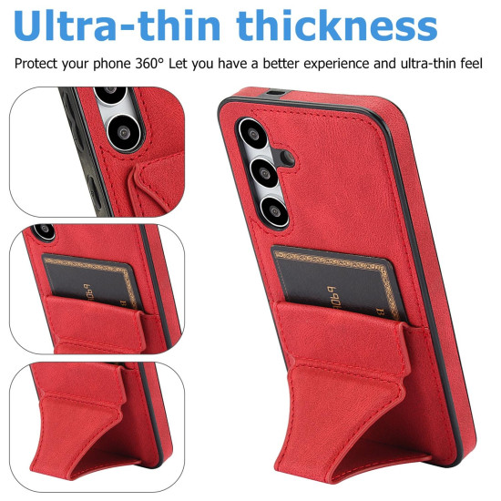 For Samsung Galaxy S24+ 5G Ultra-thin Shockproof Phone Protective Case with Holder(Red)