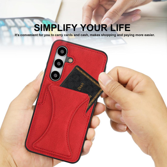 For Samsung Galaxy S24+ 5G Ultra-thin Shockproof Phone Protective Case with Holder(Red)