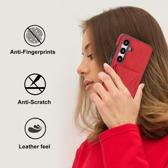 For Samsung Galaxy S24+ 5G Ultra-thin Shockproof Phone Protective Case with Holder(Red)