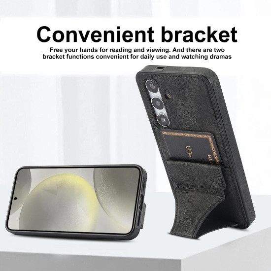 For Samsung Galaxy S24+ 5G Ultra-thin Shockproof Phone Protective Case with Holder(Black)