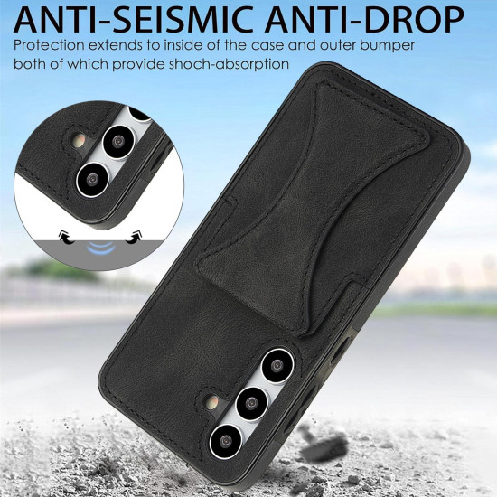 For Samsung Galaxy S24+ 5G Ultra-thin Shockproof Phone Protective Case with Holder(Black)