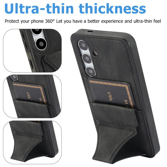 For Samsung Galaxy S24+ 5G Ultra-thin Shockproof Phone Protective Case with Holder(Black)