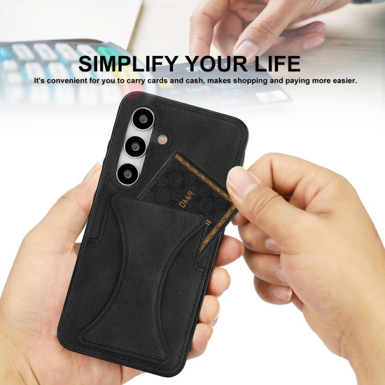 For Samsung Galaxy S24+ 5G Ultra-thin Shockproof Phone Protective Case with Holder(Black)