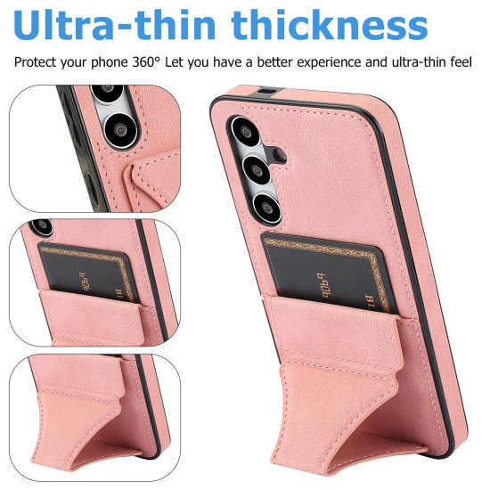 For Samsung Galaxy S24+ 5G Ultra-thin Shockproof Phone Protective Case with Holder(Rose Gold)