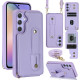 For Samsung Galaxy S24+ 5G Wristband Vertical Flip Wallet Back Cover Phone Case with Long Lanyard(Purple)