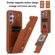 For Samsung Galaxy S24+ 5G Wristband Vertical Flip Wallet Back Cover Phone Case with Long Lanyard(Brown)