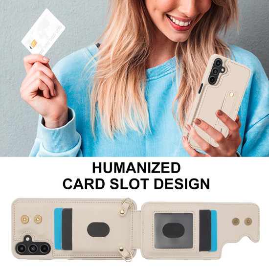 For Samsung Galaxy S24+ 5G Wristband Vertical Flip Wallet Back Cover Phone Case with Long Lanyard(White)