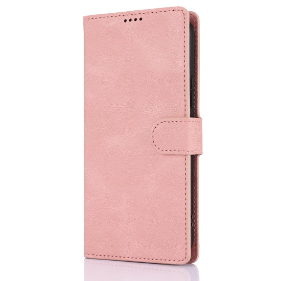 For Samsung Galaxy S24+ 5G Fantasy Skin-feel Calfskin Texture Leather Phone Case(Pink)