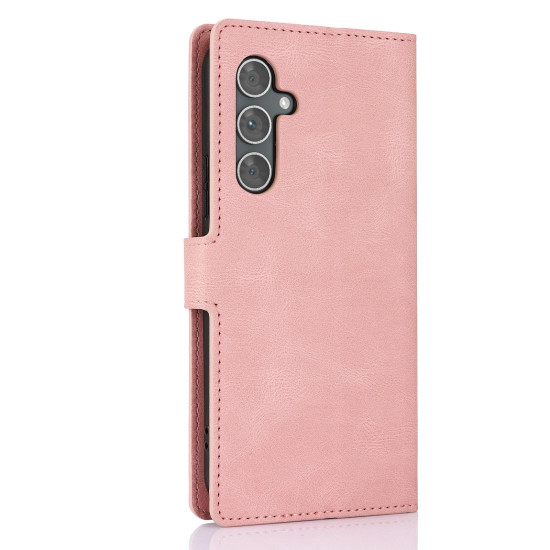 For Samsung Galaxy S24+ 5G Fantasy Skin-feel Calfskin Texture Leather Phone Case(Pink)