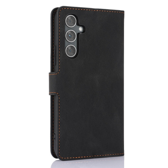 For Samsung Galaxy S24+ 5G Fantasy Skin-feel Calfskin Texture Leather Phone Case(Black)