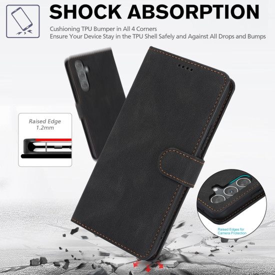 For Samsung Galaxy S24+ 5G Fantasy Skin-feel Calfskin Texture Leather Phone Case(Black)