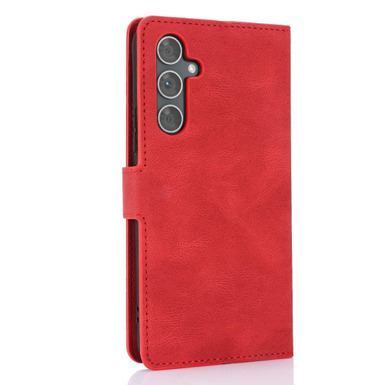 For Samsung Galaxy S24+ 5G Fantasy Skin-feel Calfskin Texture Leather Phone Case(Red)