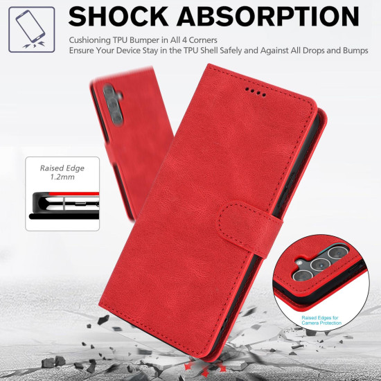For Samsung Galaxy S24+ 5G Fantasy Skin-feel Calfskin Texture Leather Phone Case(Red)