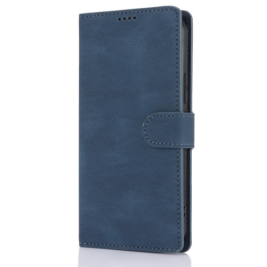 For Samsung Galaxy S24+ 5G Fantasy Skin-feel Calfskin Texture Leather Phone Case(Blue)