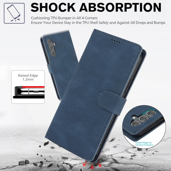 For Samsung Galaxy S24+ 5G Fantasy Skin-feel Calfskin Texture Leather Phone Case(Blue)