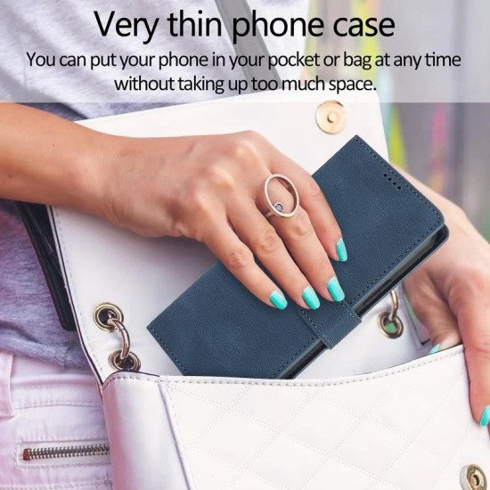 For Samsung Galaxy S24+ 5G Fantasy Skin-feel Calfskin Texture Leather Phone Case(Blue)