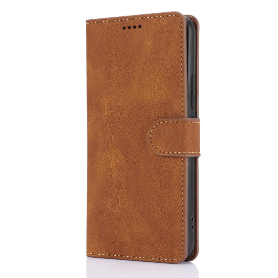 For Samsung Galaxy S24+ 5G Fantasy Skin-feel Calfskin Texture Leather Phone Case(Brown)