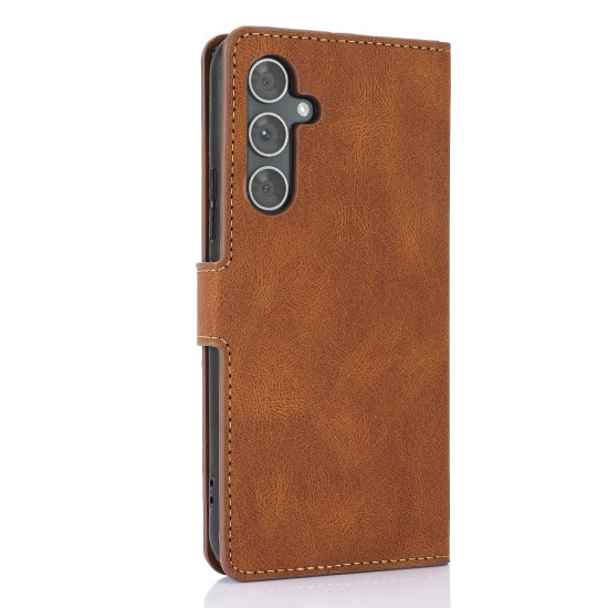 For Samsung Galaxy S24+ 5G Fantasy Skin-feel Calfskin Texture Leather Phone Case(Brown)