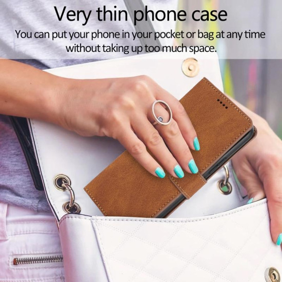 For Samsung Galaxy S24+ 5G Fantasy Skin-feel Calfskin Texture Leather Phone Case(Brown)