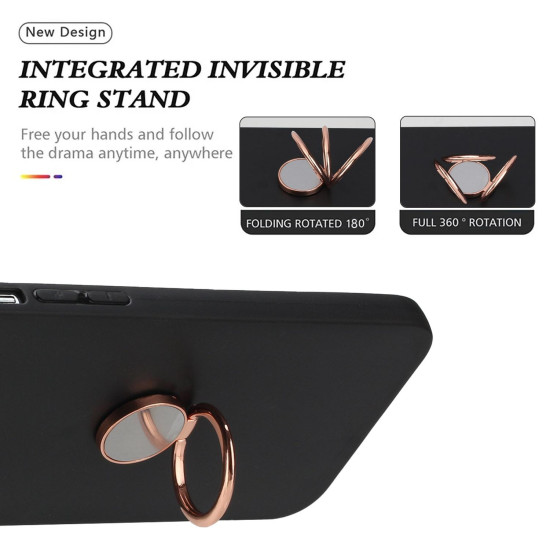For Samsung Galaxy S24+ 5G Matte Ring Holder TPU Phone Case(Rose Gold)