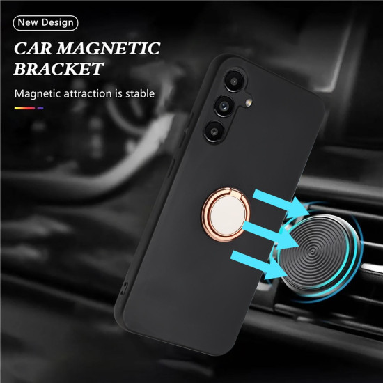 For Samsung Galaxy S24+ 5G Matte Ring Holder TPU Phone Case(Rose Gold)