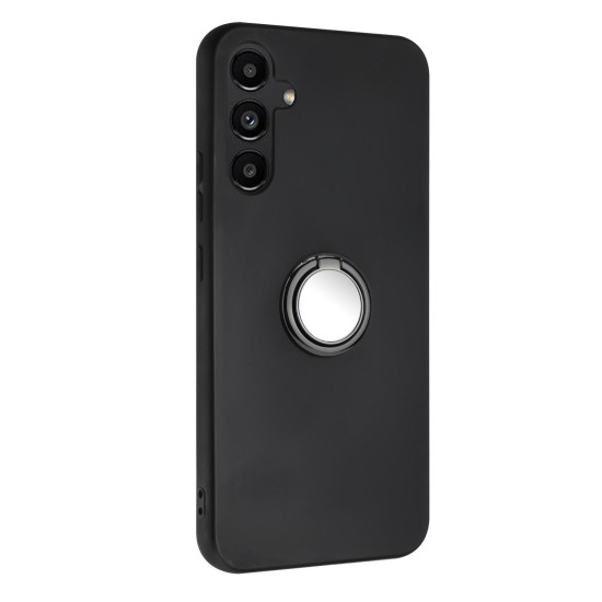 For Samsung Galaxy S24+ 5G Matte Ring Holder TPU Phone Case(Black)
