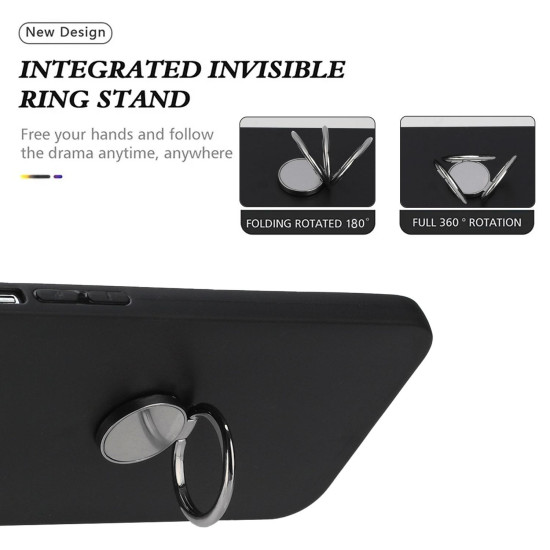 For Samsung Galaxy S24+ 5G Matte Ring Holder TPU Phone Case(Black)